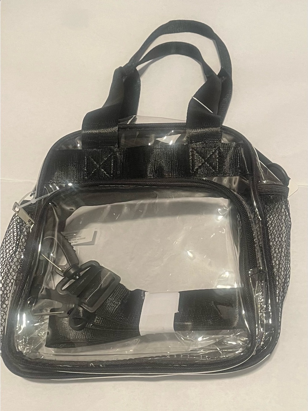 Unisex Clear Crossbody Stadium Handbag Tote, Black